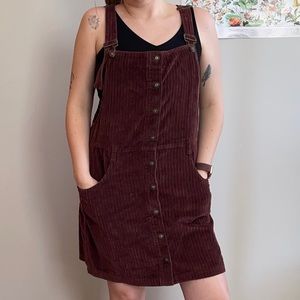 Vintage Express Brown Corduroy Overall Dress